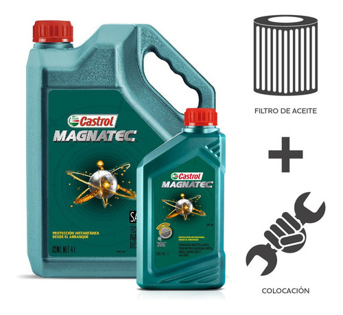 Imagen 1 de 5 de Cambio Aceite Castrol 10w40+ F Aceite + Col Duster Oroch 2.0