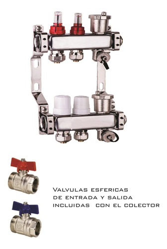 Colector De 2 Circuitos Acero Inoxidable Piso Radiante