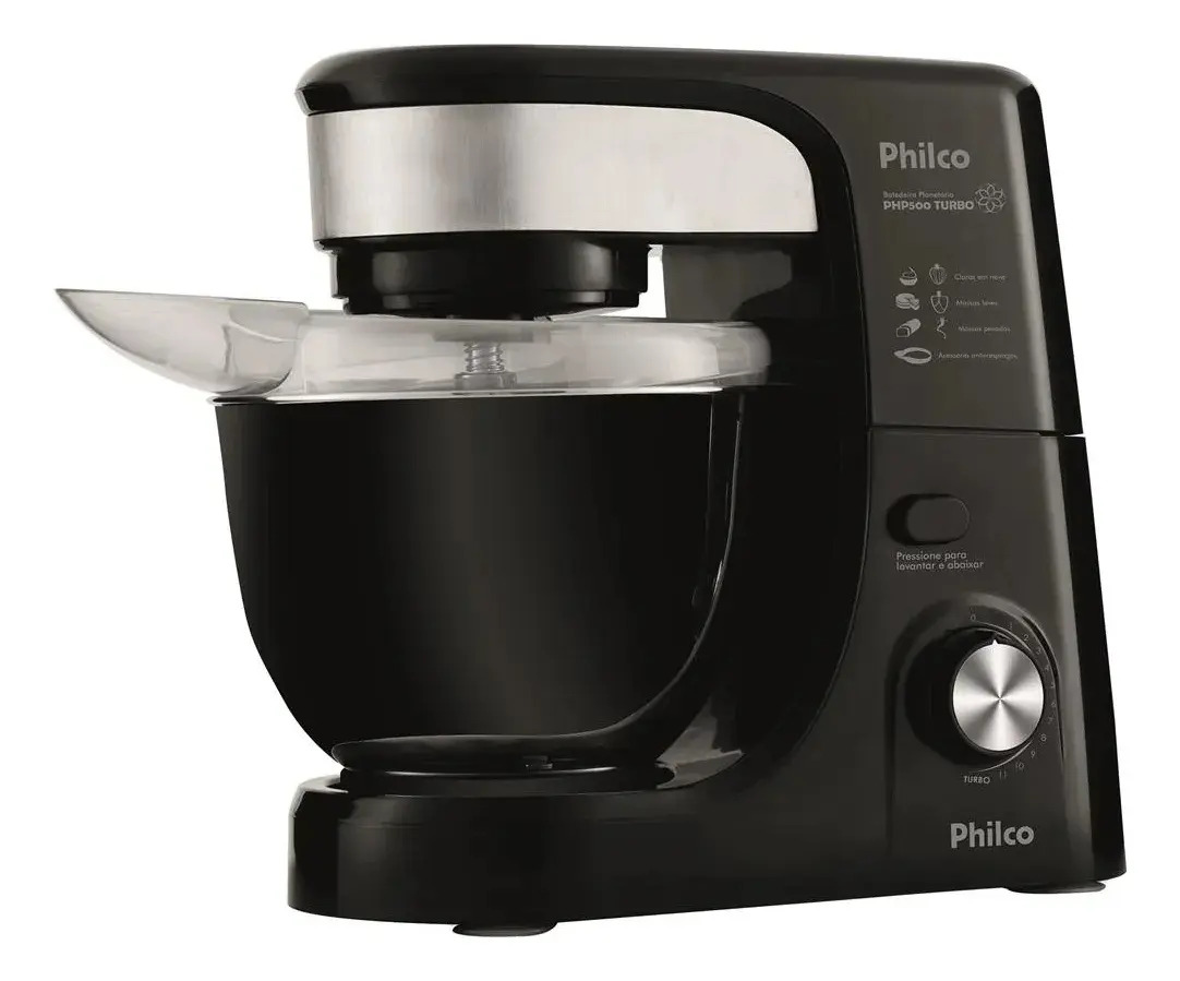 Batedeira Philco 500W preta, 12 velocidades