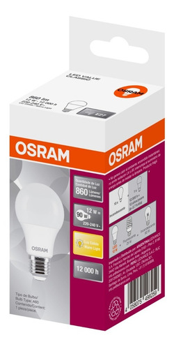 Imagen 4 de 6 de Lámpara Foco Led Osram Luz Cálida 9w=75w Pack X 30