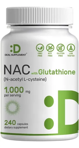 Nac N-acetil-cisteina Glutation Detox Max Pureza 1000mg 240u