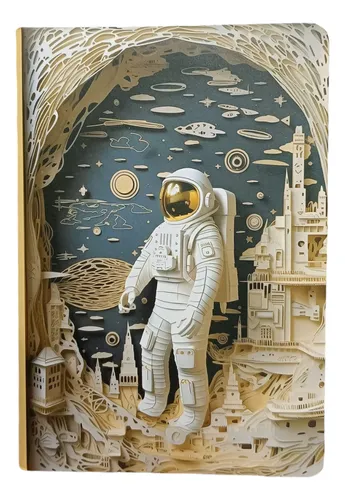 Agendas Cuadriculadas Astronautas 3d Con Portaesferos