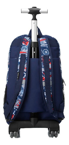 Set 3 Mochila Escolar Carrito Con Lonchera Y Lapicera Balon Futbol Color Gris Diseño De La Tela Estampado