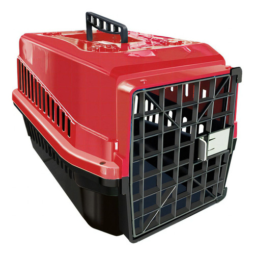 Caixa De Transporte Cães Gatos Nº1  Mec Pet Transporte Pet Cor Vermelho