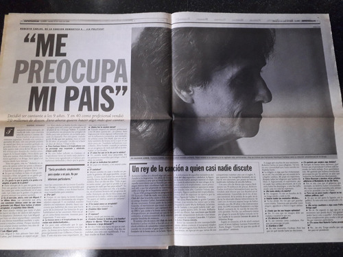 Clipping Diario Clarín Espectáculo 10 3 1998 Roberto Carlos (Usado)