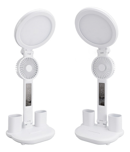 Soporte Para Bolígrafos De Escritorio, 2 Ventiladores Led, 2