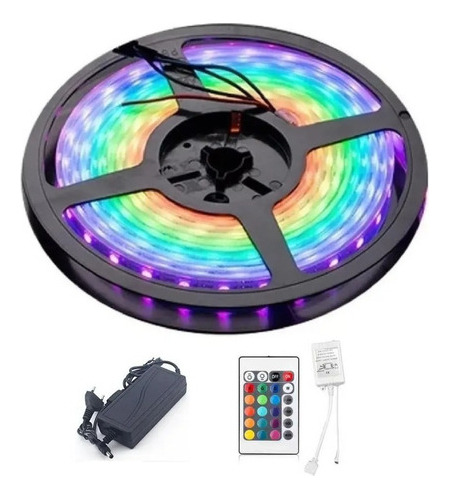 Kit Tira De Led Luz 5050 Cinta 5 Metros Rgb Control Remoto