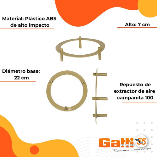 Imagen 5 de 10 de Repuesto Juego Completo Campanita 100 S/ Motor Gatti Ventilación