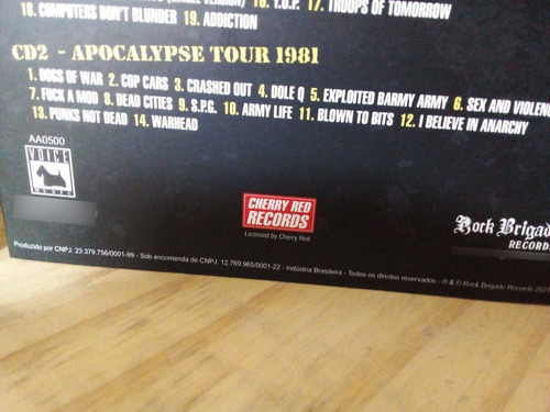 The Exploited-apocayipse Tour 1981 Cd Sin Graficas Nuevo