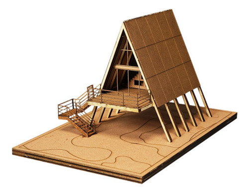 Kit De Modelo De Madera Casa 3d Puzzle De Madera Con Tierra