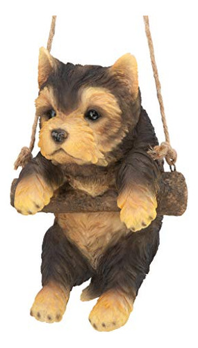 ~? Diseño Toscano Yorkie Cachorro En Una Percha Colgante Esc