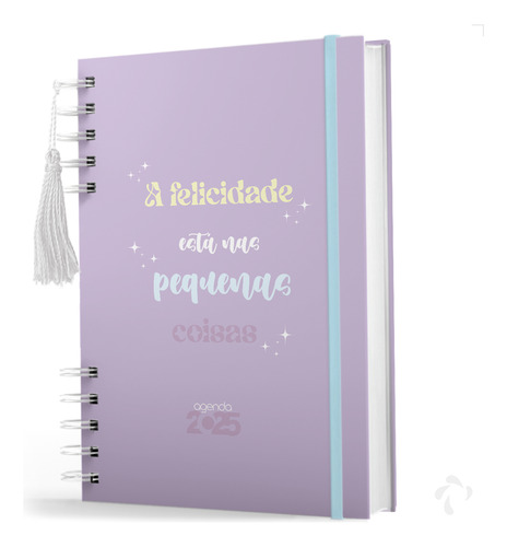Agenda Coleção Frases Felicidade Cor Roxo Com Capa Dura