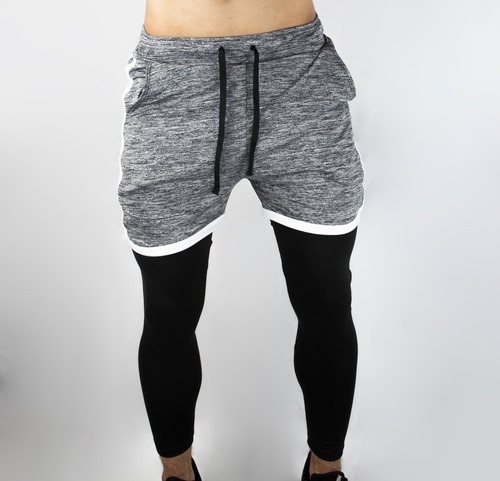 Pantaloneta Deportiva Con Licra Larga Slim Fit 