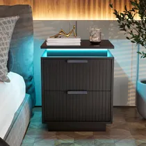 Comprar Furmax Mesita De Noche Con Luz Led Mesita De Noche Con