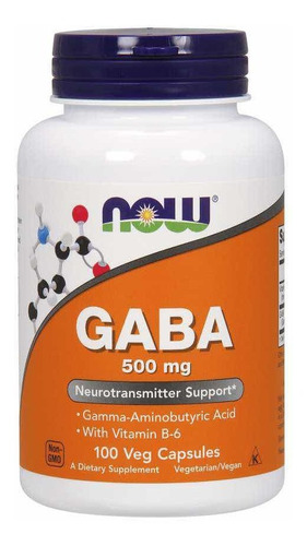 Gaba Con Vitamina B6 500 Mg / 2 Mg X 100 Caps. Now Foods