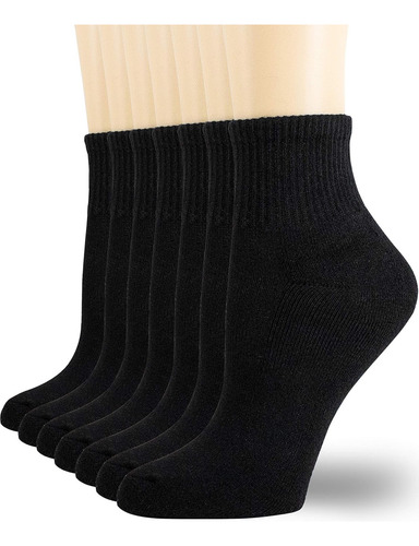 6 Pares Calceta Casual O Deportiva Blanca De Algodón Negro Liso Unitalla