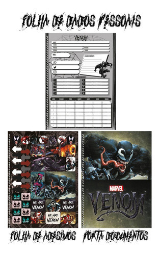 Kit 2 Caderno Venom X Homem Aranha Espiral 160fls 10mt