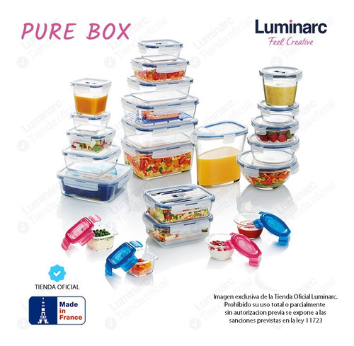 Imagen 7 de 9 de Set Contenedores Vidrio Pure Box Luminarc Tuper Vianda X5p