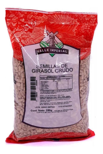 Semilla De Girasol Crudo 250 Grs - Valle Imperial -