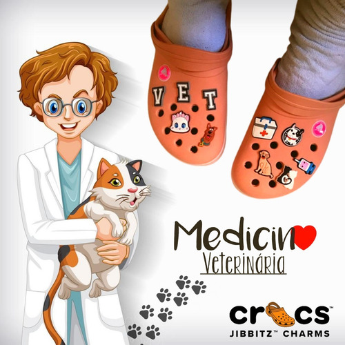 Pin Para Crocs Babuche Medicina Veterinária Kit Com 10 Pins