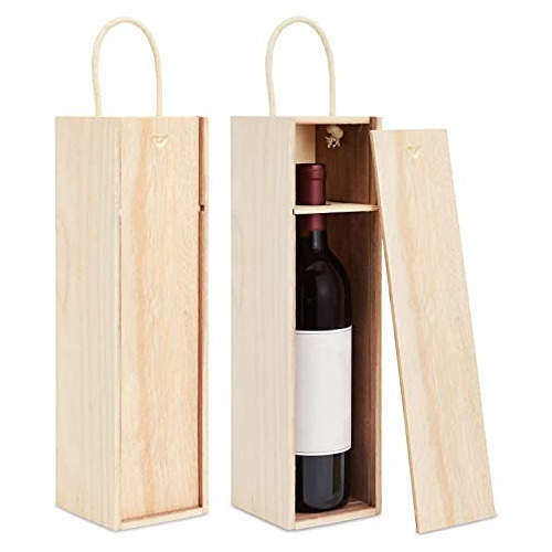 Caja De Vino De Madera Sin Terminar Con Asa Para Regalo, Man