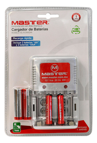 Cargador De Pilas Con 2 Aa Doble A Y 2 Aaa Triple Master