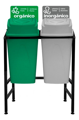 Centro De Separación De Basura Cap. 65 L Orgánico Inorgánico Color Verde/gris