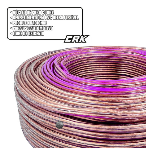 100m Cabo Paralelo Technoise Crk Pvc Flexivel Cobre 2x2,50mm