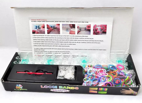 Imagen 3 de 4 de Kit Para Hacer Pulseras Para Niños Gomitas Arcoiris + Telar