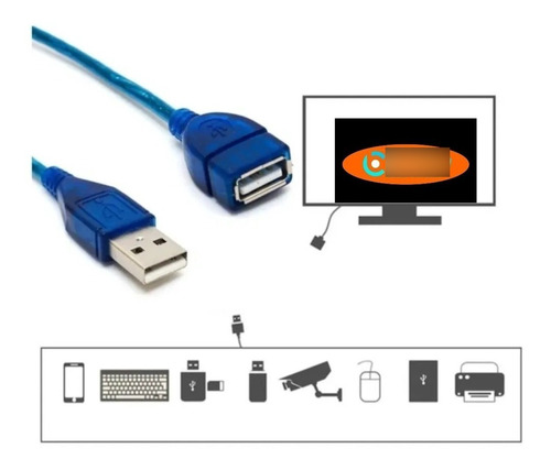 Cable Usb Extencion Macho Hembra 1 Metro Reforzado