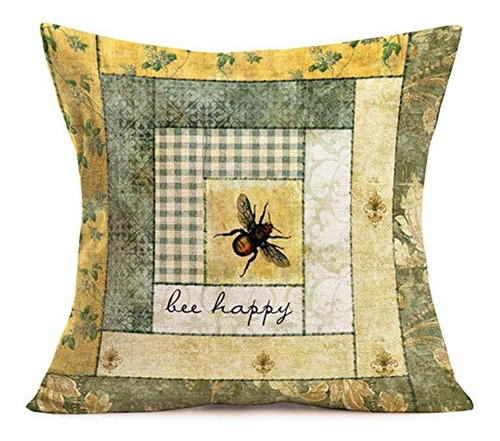 Royalours Throw Pillow Covers Modern Vintage Flower With Bee