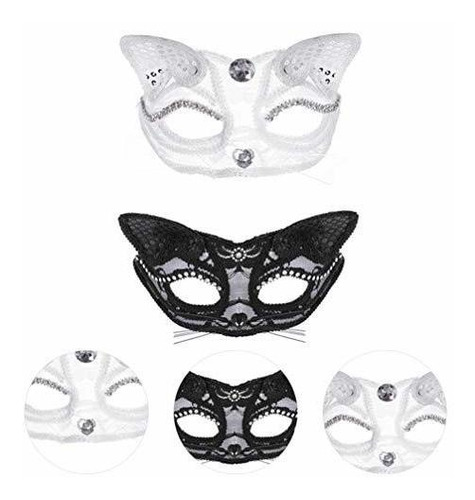 Accesorio Disfrace - Bestoyard 2pcs Masquerade Mask Lace Fox