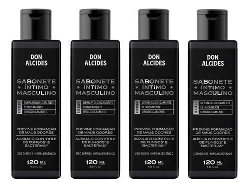 Kit 4x Sabonete Íntimo Masculino Sem Perfume Don Alcides