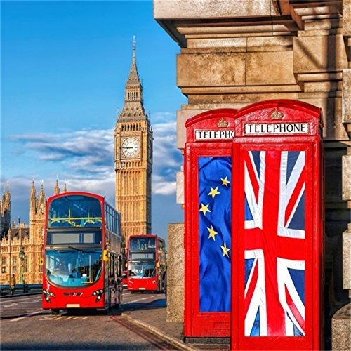 Aofoto 8x8ft London Streetscape Telon De Fondo Rojo Cabina 