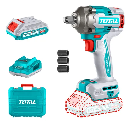 comprar Llave De Impacto 20v 400nm 1\u002F2'' Motor Bl Con Baterías Total