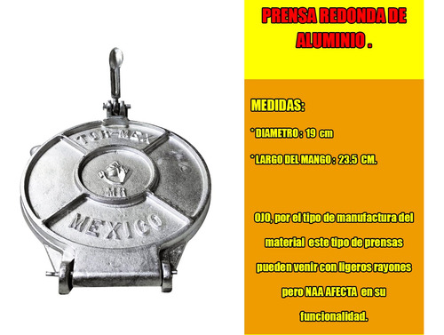 Set 2 Prensas Manual Para Hacer Tortillas 19 Cm
