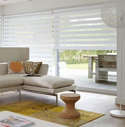 Cortinas Roller Duo Dobles 100x200 Zebra Dia Noche Colores Color Blanco