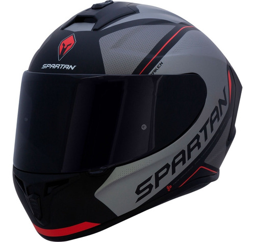 Imagen 2 de 6 de Casco Integral Spartan Draken Gear Negro Mate Gris