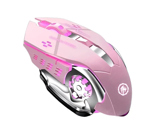 Mouse gamer inalámbrico recargable Woneligo Mouse Inalambrico Gamer Ergonomico 2.4g Bt Dual Modos Raton rosa