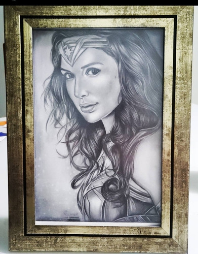 Imagem 1 de 1 de Quadro Mulher Maravilha Tamanho A4.