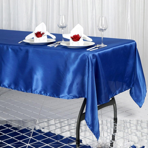 Mantel Rectangular De Satén Azul Rey De 60 X 102 Pulgadas