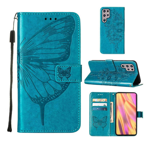 Funda Con Tapa De Cuero De Mariposa Para Samsung S22 Ultra