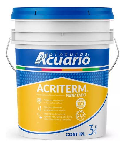 Impermeabilizante Térmico Fibratado Acriterm 3 Años 19lt Color Blanco