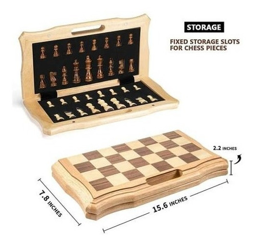 Juego De Ajedrez´de Madera 15 Pulgadas Tipo Caja
