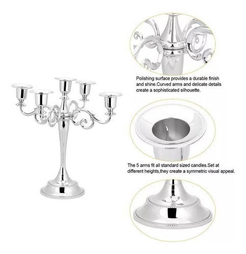 Candelabro Soporte De Vela De Metal 5 Brazos