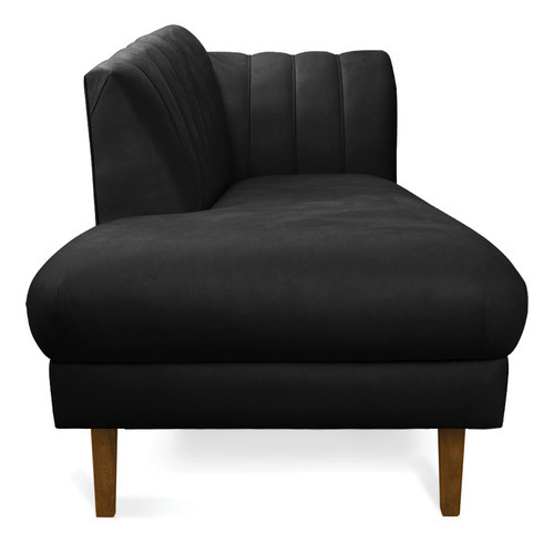 Divã Recife Suede 165 Cm Pés Chanfrado Castanho - D'rossi Cor Preto