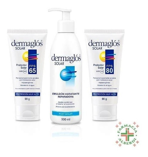 Imagen 1 de 2 de Combo Dermaglos Solar Proteccion Total 2 Fps 80 Y Post Solar