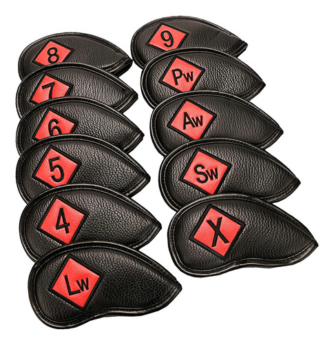 11 Piezas De Hierro De Golf Duradero Conjunto Negro + Rojo