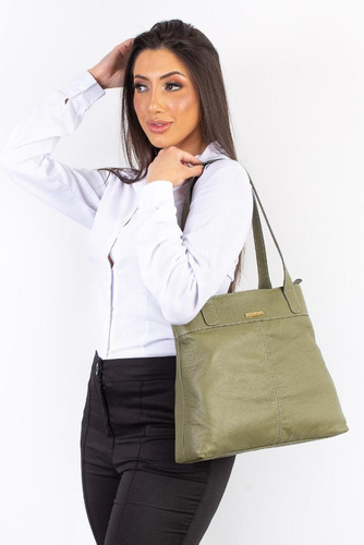 Bolsa De Ombro Feminina Em Couro Abigail Cor Verde