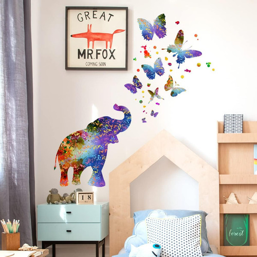 Calcomanías Creativas De Pared De Elefante Colorido Calcoman